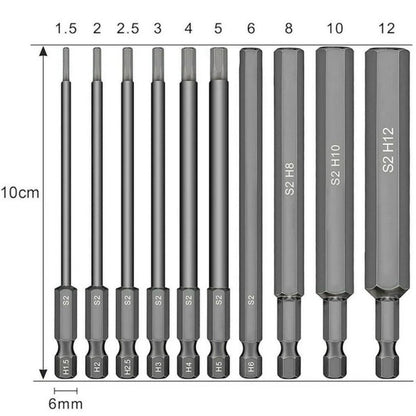 [10件套裝] 六角電鑽批頭 批頭磁性 快速更換 電鑽工具 電動螺絲刀 電鑽 電批