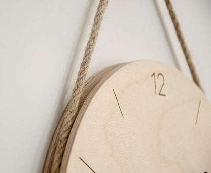 Wooden hanging rope creative wall clock Nordic Japanese style hot-selling clock home living room clock decoration Wall Clock