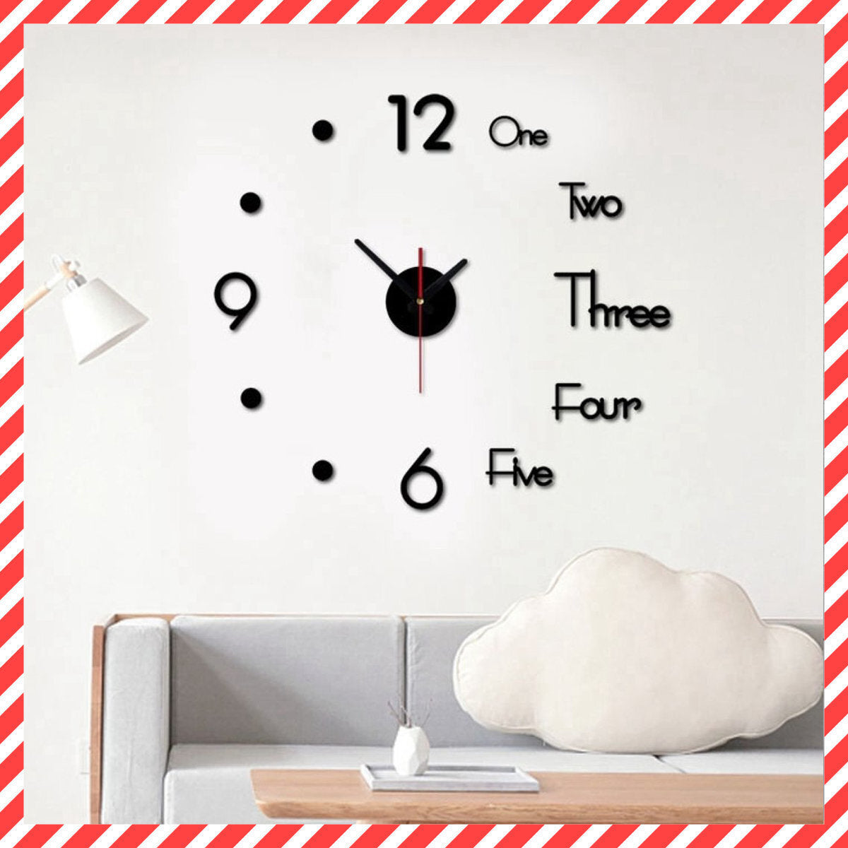 European creative living room DIY simple wall clock style silent clock wall DIY sticker clock without punching style clock - [Black] Electronic clock