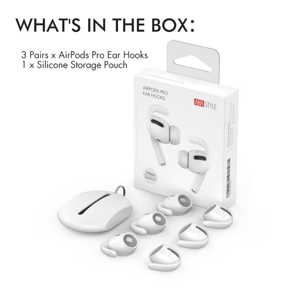 Ahastyle (PT-60pro) - AirPods Pro sports anti-fall earphone covers (three sets included with storage case) anti-slip ear hook earplugs