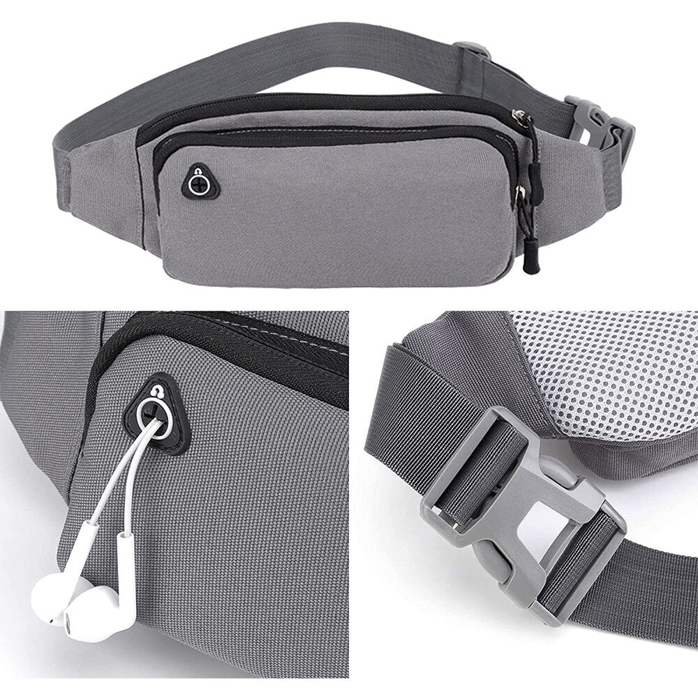 Gray outdoor hiking bag, casual bag, men's and women's mobile phone bag, crossbody chest bag, running fitness sports waist bag