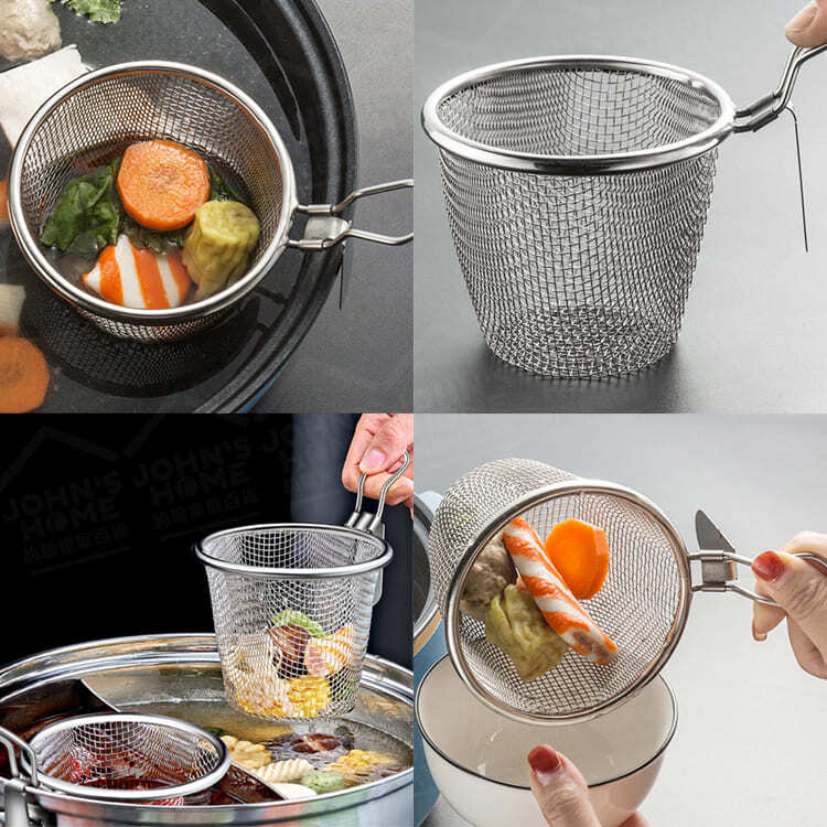 Stainless steel hot pot filter basket pot side hanging ingredient dividing basket hot pot fishing net colander dividing net filter side stove