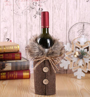 Christmas decoration knitted wine bottle set Christmas decoration red wine/champagne bottle set Christmas decoration Christmas wine bottle set Christmas champagne bottle set holiday decoration
