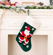 Green Santa Christmas decoration gold velvet patch Christmas socks cartoon children's gift socks