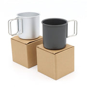 Aluminum Alloy Coffee Cup Outdoor Camping Mini Tea Cup Outdoor Portable Mug-White 300ml