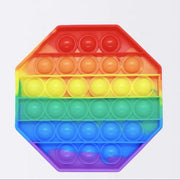 Squeeze type somatosensory desk training concentration game parent-child Autism ADHD ADD SEN children's toy - octagonal - rainbow color push pop fidget