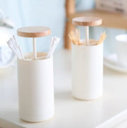 Japanese-style Press-type Minimalist Smart Cotton Swab/Toothpick Dispenser