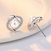 Silver-plated pearl earrings