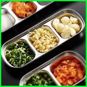 韩烧必备- 韩式分格泡菜碟(三格) - 蘸料碟火锅调料碟酱料碟烤肉餐具BBQ多格防串味调味碟前菜碟调料碟沾酱碟陶瓷小碟子调味碟小菜碟酱料碟碗盘