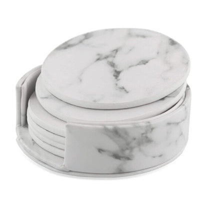 White marble coaster double-sided leather anti-scalding coffee beer tea coaster coaster