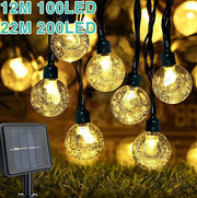 100 lights 12 meters warm white solar light string bubble ball LED outdoor crystal ball lantern Christmas lights garden courtyard decoration string lights