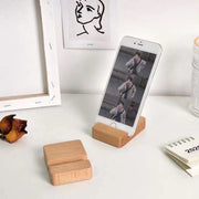 Unprinted style wooden simple square solid wood phone tablet holder iphone ipad