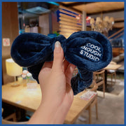 1 Korean style cute and comfortable wide-brimmed face wash headband elastic headband for women facial mask hair cover fresh and cute headband headband face wash scarf headband - dark blue non-elastic band
