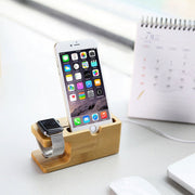 Japanese-style iPhone + Apple Watch Charging Storage Bamboo Stand - Phone Holder (Charging cables not included)