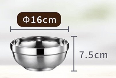 Double-layer stainless steel bowl Platinum bowl Anti-scald bowl Insulated bowl Stainless steel bowl Soup bowl Children's bowl Double-layer bowl Rice bowl 304 Stainless steel bowl Instant noodle bowl 16cm Rice bowl