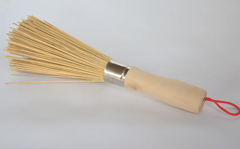 Bamboo pot brush, natural long-handled bamboo brush, pot brush, kitchen cleaning supplies, no damage to pot, dishwasher, pot artifact brush
