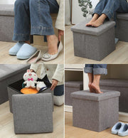 Gray foldable storage stool storage stool storage chair storage chair (square regular version, height 31cm) [Adults are sitting on it! Foldable]