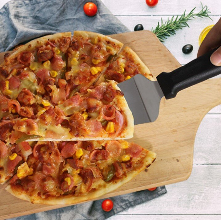 [廚房必備] 不銹鋼薄餅Pizza刀x剷兩件套裝 薄餅分切滾軸刀 蛋糕切刀 蛋糕 披薩刀