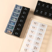 白色英文7天早晚双排分装药盒分装盒14格早晚一周药盒独立开盖