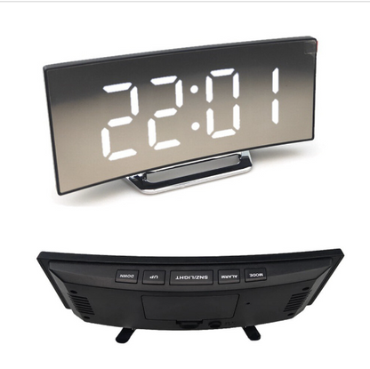 Creative LED curved cosmetic mirror electronic clock large screen clock mirror clock alarm clock electronic clock