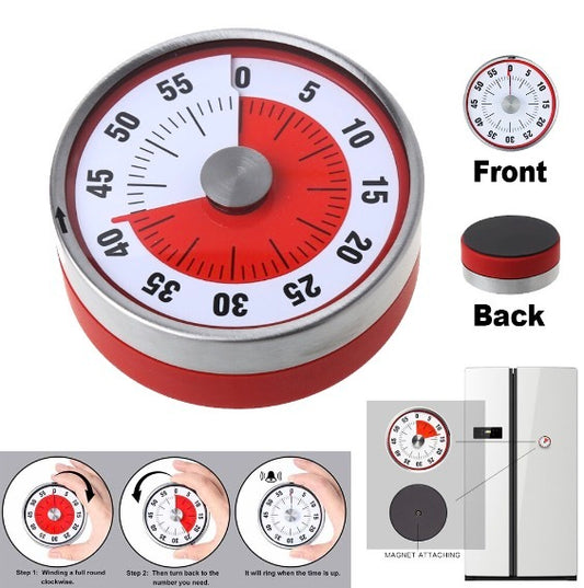 60分鐘 磁鐵 機械計時器 廚房計時器 倒數計時器 計時器 磁鐵倒時器