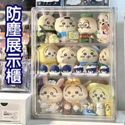 透明桌面大容量痛櫃棉花娃娃防塵分格展示櫃立牌手辦多層收納盒-大號三格