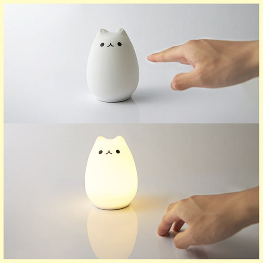 Color Changing Cat Soft Night Light LED Children's Night Light Cute Cat Lamp 7 Breathing Modes Pat Switch Control USB Charging Lighting USB Lighting Bedside Lamp Atmosphere Lamp Table Lamp