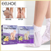[Pack of 4] EELHOE Ginger Peeling Foot Mask for Dry and Cracked Feet, Peeling Foot Mask to Remove Dead Skin, Foot Mask, and Foot Mask