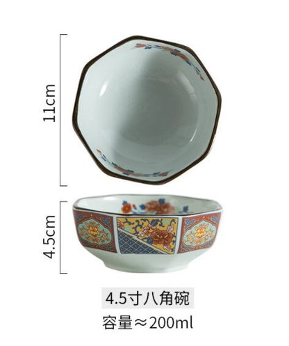 2 Japanese Ceramic Tableware Retro Imari-style Household Japanese Rice Bowls Round Bowl Soup Bowls