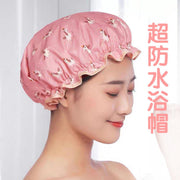 Thickened double-layer waterproof shower cap for women, shower cap, adult shower cap, shower cap, shower headgear, anti-oil fume cap