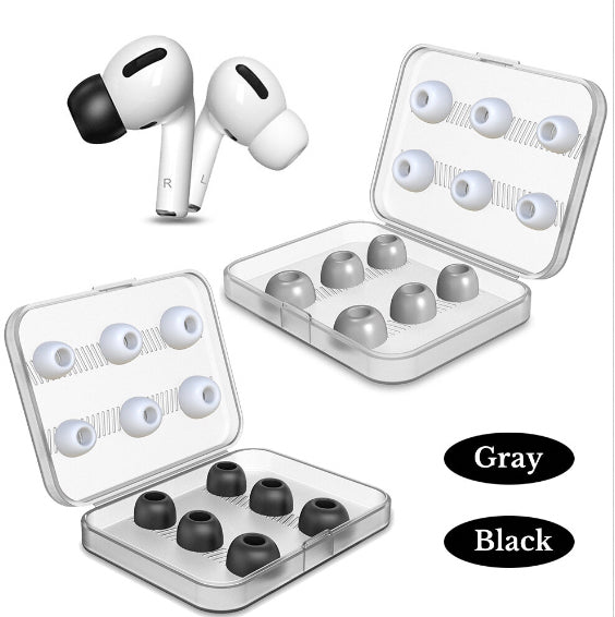 Gray - suitable for airpods pro memory foam earplugs with storage box silicone earmuffs airpods pro ear caps