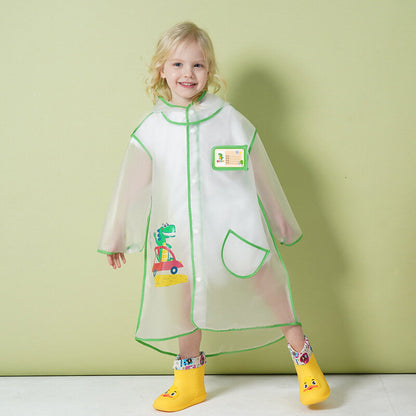 小恐龙儿童雨衣卡通幼儿园宝宝小孩小学生透明雨衣男童女绿恐龙M码雨衣