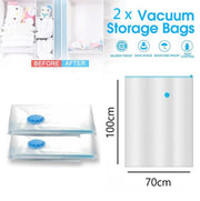 2 pieces of 100x70cm extra large vacuum compression bags (*This product does not include vacuum compression pump)