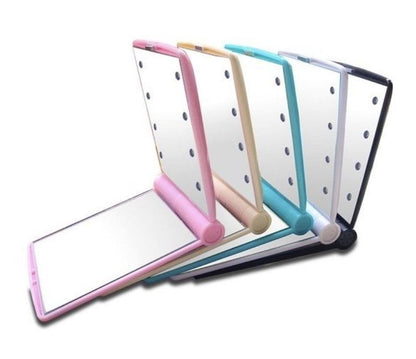 Small mirror LED portable LED fill light night makeup artifact cosmetic bag standing mirror stand desk mirror