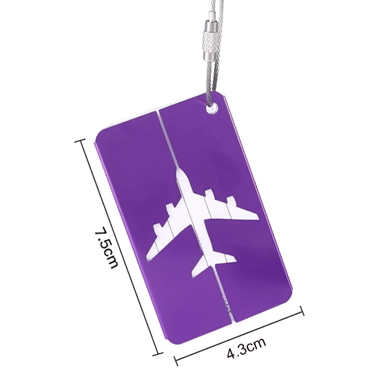 紫色 鋁合金行李牌 行李箱吊牌 拉絲箱包配件 行李牌 旅行用品 行李牌