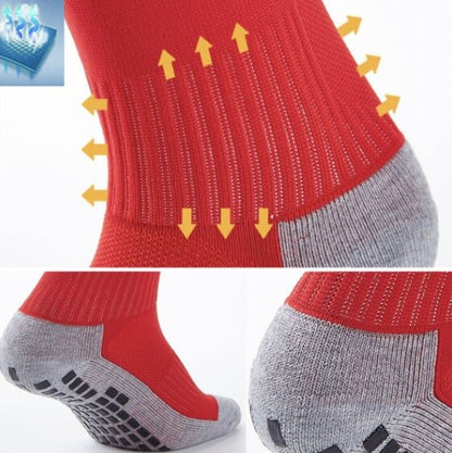 Red striped non-slip football socks men's football socks training socks basketball socks badminton socks towel socks mid-calf sports socks men's sports socks