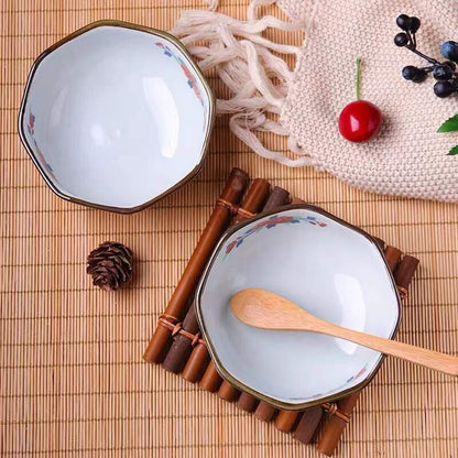 2 Japanese Ceramic Tableware Retro Imari-style Household Japanese Rice Bowls Round Bowl Soup Bowls