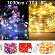 1000cm/100 LED燈 滿天星LED節日燈串 (電池款) (暖白/暖黃色, 隨機發出)