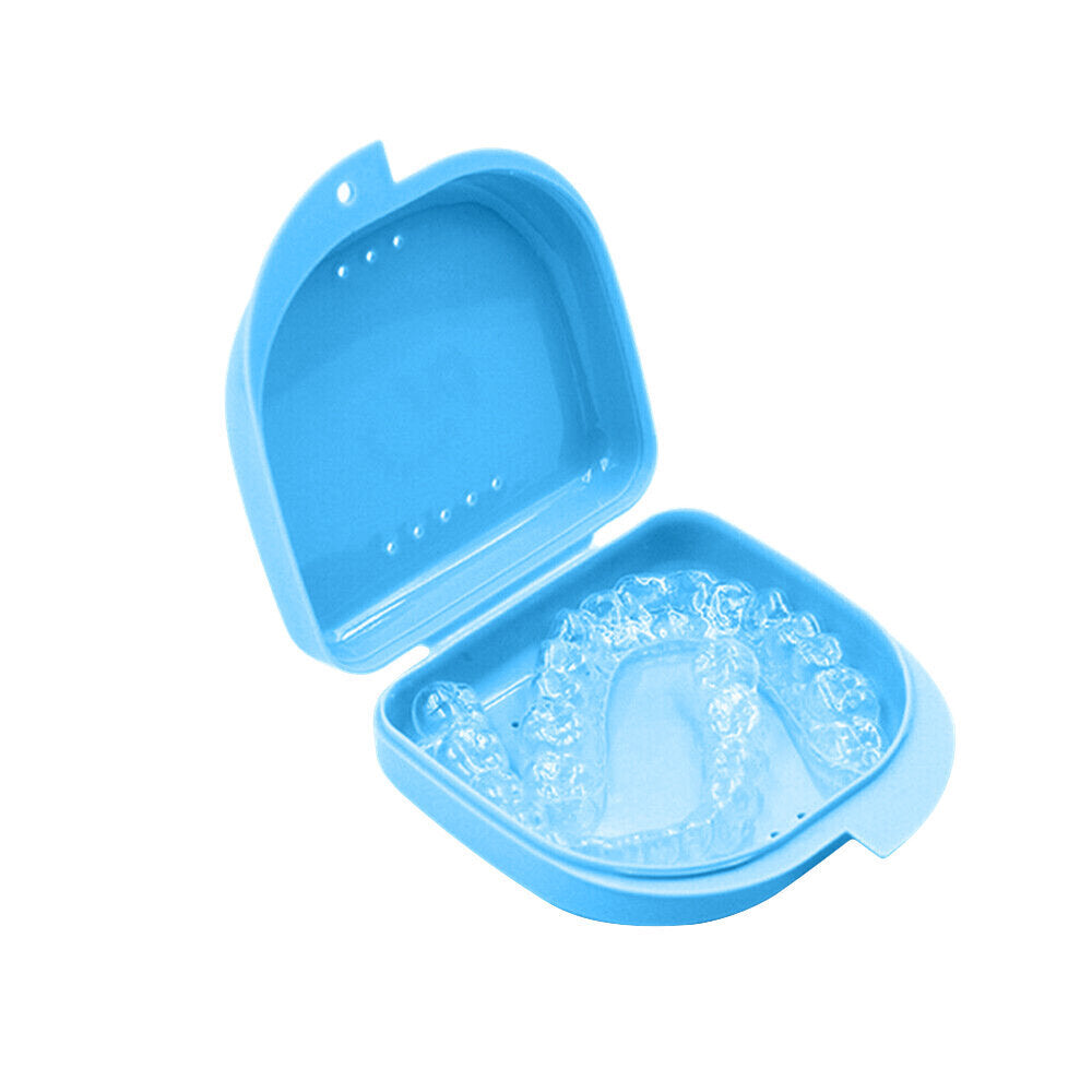 [1個裝-藍色] 帶孔小牙盒 假牙盒 義齒盒 牙套盒 [平行進口] 儲物盒