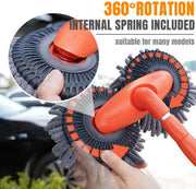 Laiben double-head rotating car wash mop telescopic does not hurt the car soft bristle brush long-handled car brush car brush car brushing tool