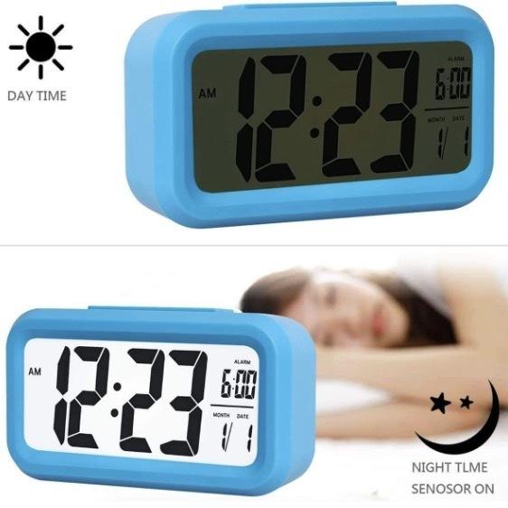 Blue ** creative large screen LCD electronic alarm clock with luminous/date function/thermometer function electronic clock