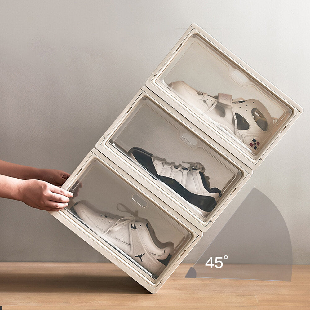 [1 Pack] Japanese style foldable shoe box shoe storage box combination plastic storage box