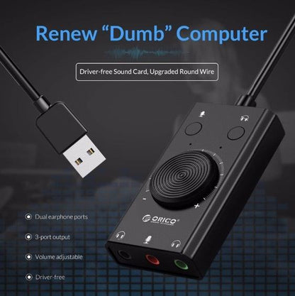 [1 Pack] USB Sound Card External Headphones Driver-Free Sound Card Independent Desktop Sound Card Computer Notebook Audio Converter Sound Effect Card