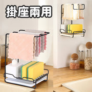 Kitchen punch-free storage artifact desktop wall-mounted dual-purpose stove drain rack towel storage drying rod rack black rag rack kitchen hanging rack storage rack