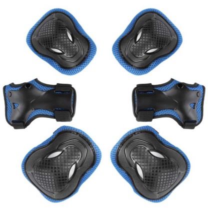 Children's protective gear set (set of six pieces), adjustable knee pads and elbow pads and wrist pads, suitable for outdoor sports such as cycling, roller skating, skateboarding, scooting, etc. Knee pads