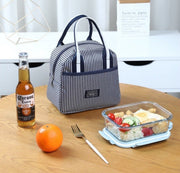 Waterproof portable aluminum foil thickened thermal bag insulated lunch box bag thermal bag lunch bag thickened with rice bag lunch bag blue straight room