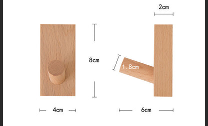 2 unprinted style beech wood baseboards without punching wooden hooks - set of 2 beech square hooks