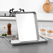 31x24cm stainless steel rectangular flat plate cold rice roll steaming plate kitchen barbecue plate cooking tray