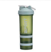 Green 450ML three-layer handle sports shaker cup sealed and leak-proof protein powder shaker cup [parallel import]