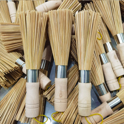 Bamboo pot brush, natural long-handled bamboo brush, pot brush, kitchen cleaning supplies, no damage to pot, dishwasher, pot artifact brush